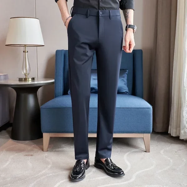 Men's Stretch Suit Pants, Fashion Casual Trousers, Navy Blue Pantalones Hombre Asian Size 29-36 38 Slim Man Pant