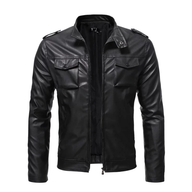 Jackets For Teens Coat Pocket Stand Faux Leather Men's Fashion Zipper Slim Short Jacket Men's Men's Extra Long Trench Coat