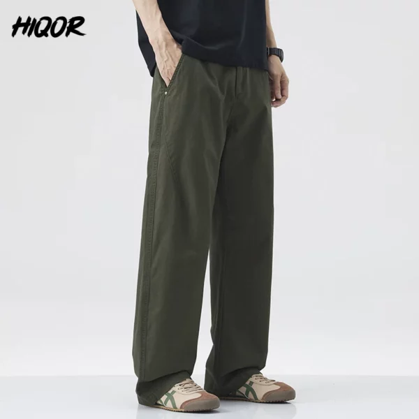 HIQOR American Casual Straight Pants Spring Men's Pants Summer Y2k Cargo Pants Baggy Man Armygreen Harajuku Jogging Trousers Man