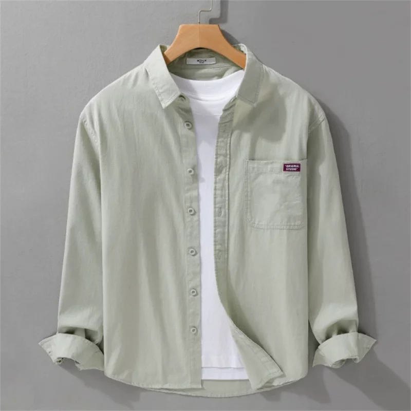 Simple cotton man shirts long sleeve soft solid men's clothing Tops Spring Autumn regular Casual shirts for men