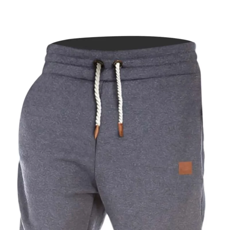 Men Flat Front Splicing Printed Sweatpants Casual Pocket Sport Work Casual Trouser Pants Fleece Lined Joggers Trouser - Image 2