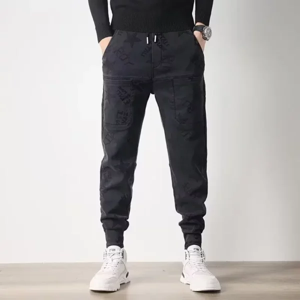 New Trousers Printed Trendy Six Pockets Casual Jeans Elastic Man Pants Korean Popular Clothes Y2k Jeans（New） Men's Clothing