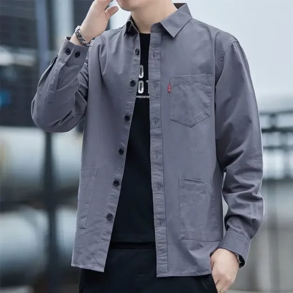 Man Shirt with Pocket Cargo Black Shirts for Men Korean Popular Clothes Regular Xxl Cheap Brand Things Comfortable Style Sale