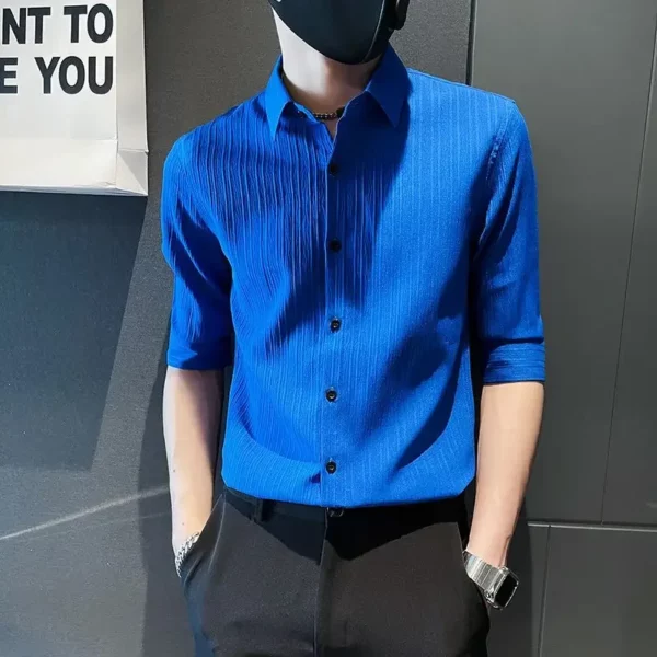 Man Shirt Half Sleeve Plain Shirts For Men Green Trend Xxl Summer High Quality Luxury Korean Popular Clothes Asia S Tops I